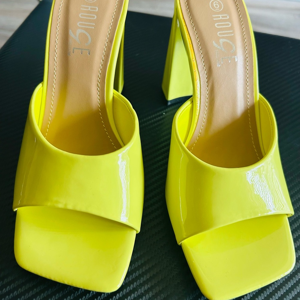 Rouge Helium Yellow Heels Vibrant Statement Shoes
